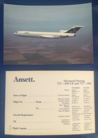 (image for) POSTCARD: "Ansett. - B727-200 LR"