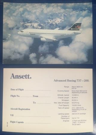 (image for) POSTCARD: "Ansett. - Advanced Boeing 737-200" - Click Image to Close