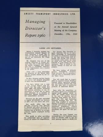 (image for) MANAGING DIRECTOR'S REPORT 1960