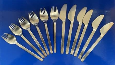 (image for) ANSETT AUSTRALIA ECONOMY CLASS FLATWARE CUTLERY SETS X 6 - Click Image to Close
