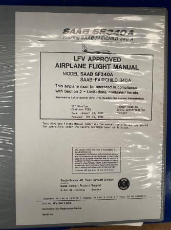 (image for) MANUAL: "SAAB SF340A Airplane Flight Manual" - Click Image to Close