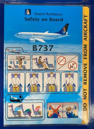 (image for) ANSETT AUSTRALIA SAFETY CARD: "B737" - Click Image to Close