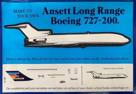 (image for) STICKER: "Ansett. Long Range Boeing 727-200" - Click Image to Close