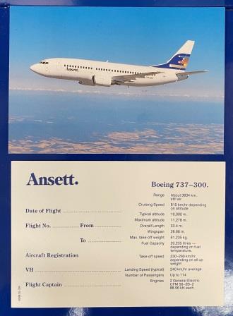 (image for) POSTCARD: "Ansett. Boeing 737-300 - Click Image to Close
