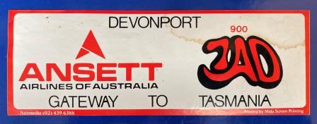 (image for) STICKER: "Ansett Airlines Of Australia - Devonport Gateway to Tasmania" - Click Image to Close