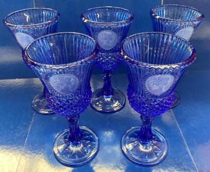 (image for) GOBLETS: "Cobalt Blue Queen Cameo x 5"
