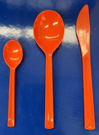 (image for) ORANGE PLASTIC CUTLERY - 1 Set of 3 pieces