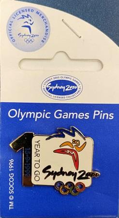 (image for) SOCOG COUNTDOWN PIN: "1 Year To Go" (15.9.1999)