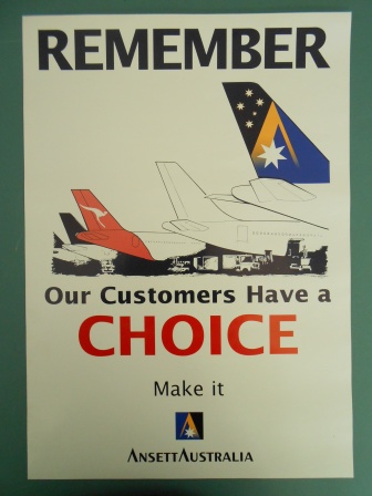 (image for) ANSETT AUSTRALIA - "Remember Our Customers Have a Choice Poster" - Click Image to Close